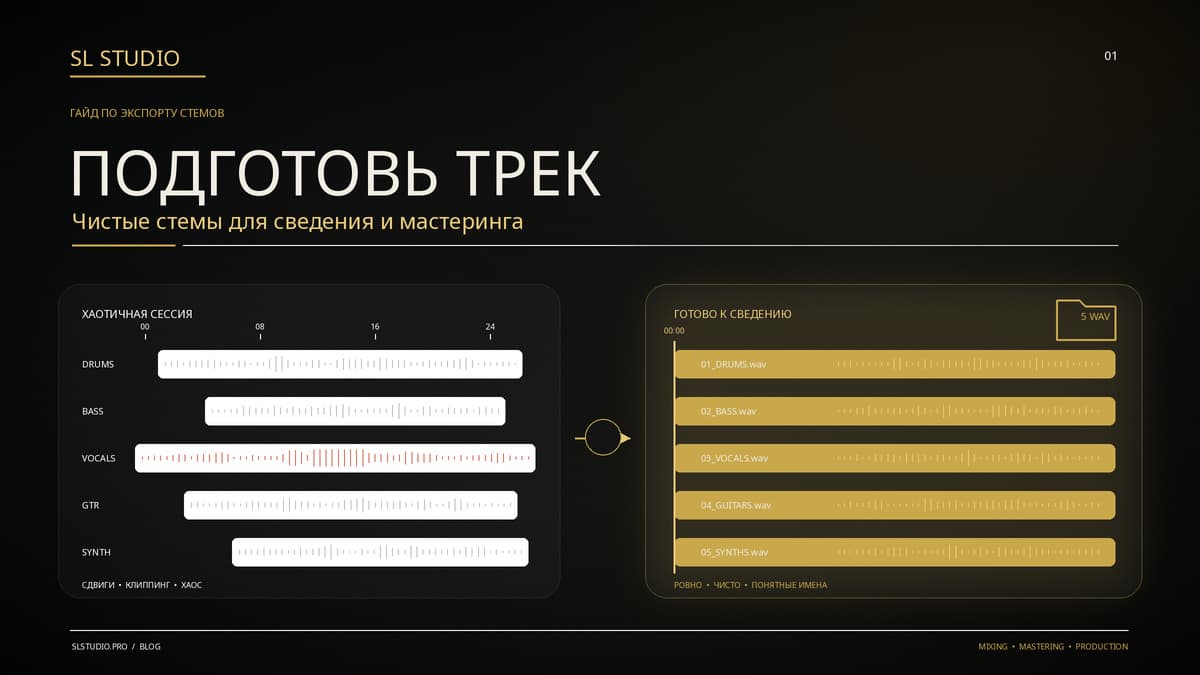 Как экспортировать стемы и подготовить трек к сведению
