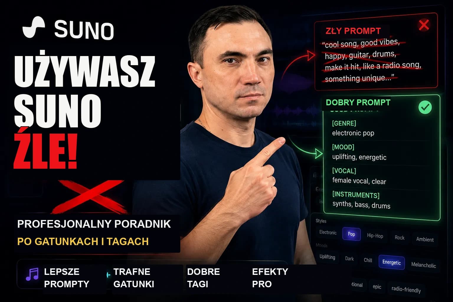 Suno AI: Kompletny poradnik dla muzyków — gatunki, tagi i prompty 2026