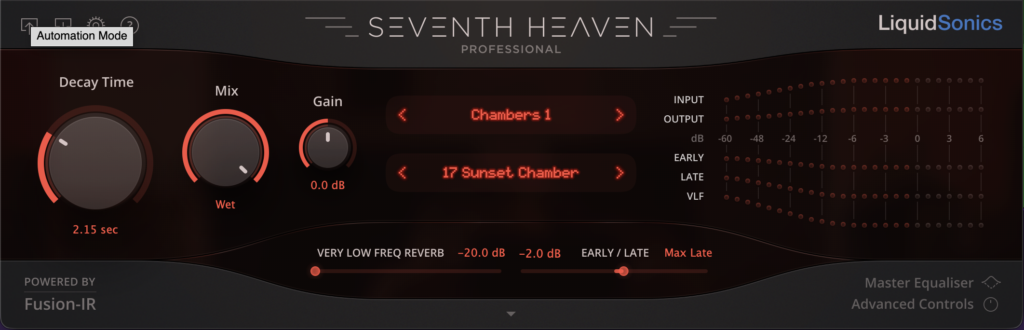 Seventh Heaven reverb plugin — room and chamber settings for vocals