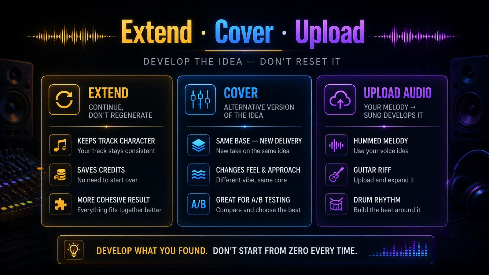 Extend · Cover · Upload