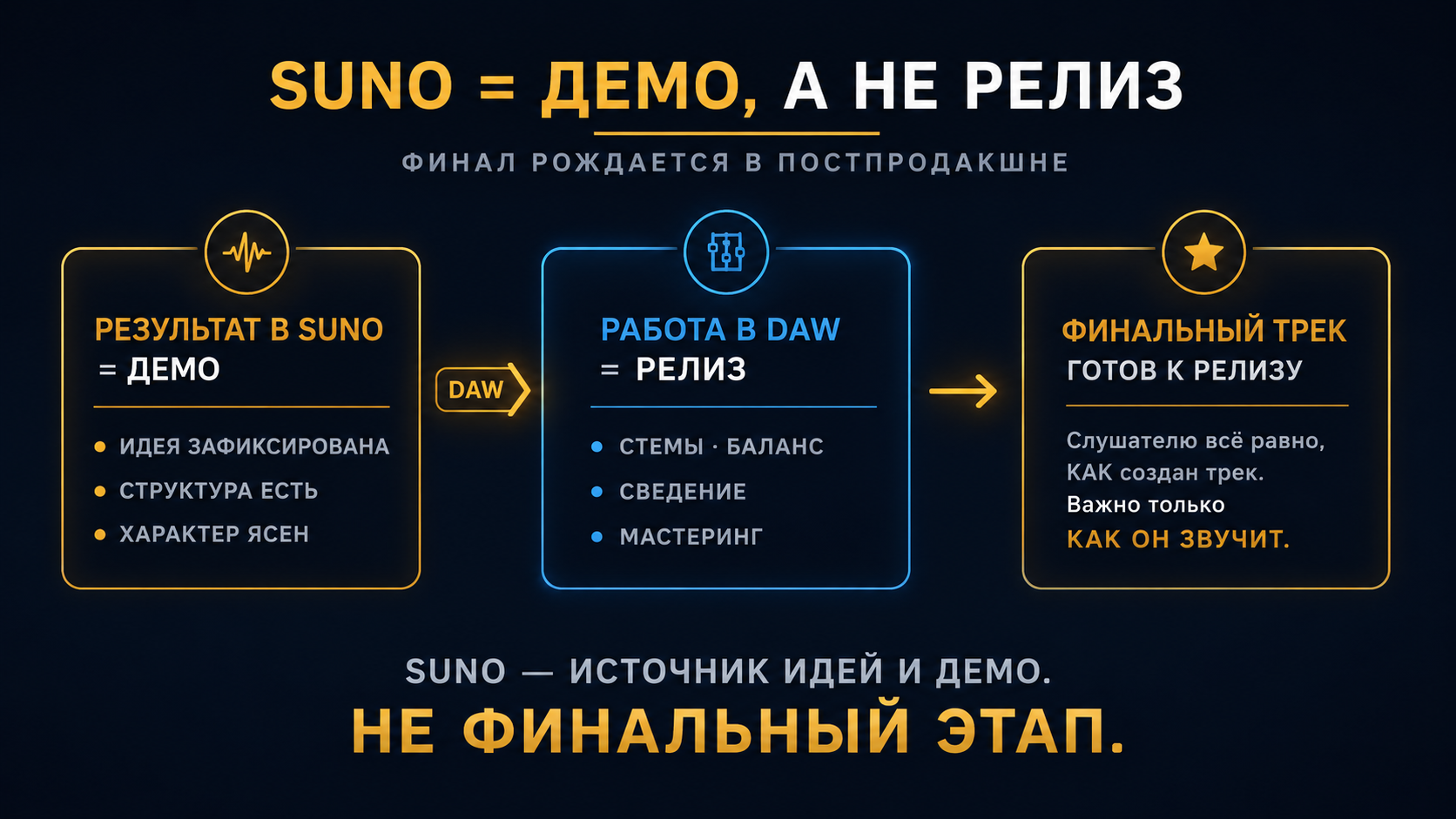 Suno = демо, не релиз