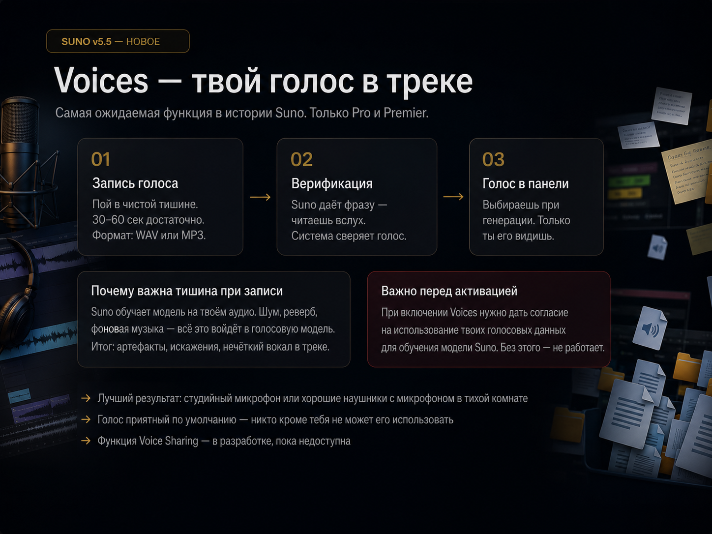 Voices в Suno v5.5 — клонирование голоса