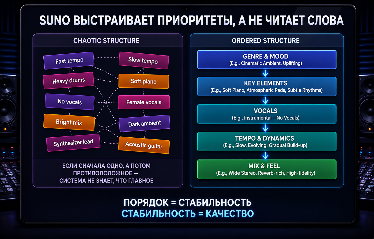 Suno приоритизирует структуру
