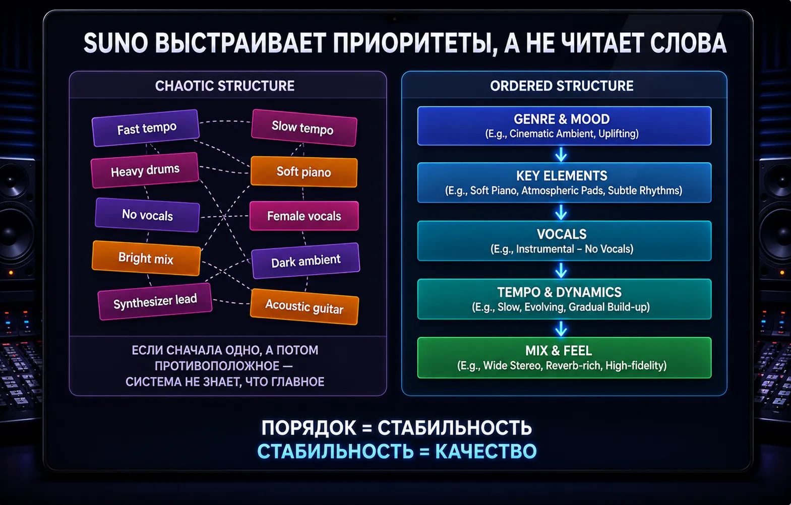Suno приоритизирует структуру