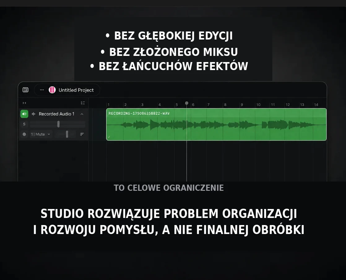 Studio obsługuje jedno zadanie: organizowanie i rozwijanie twojego pomysłu