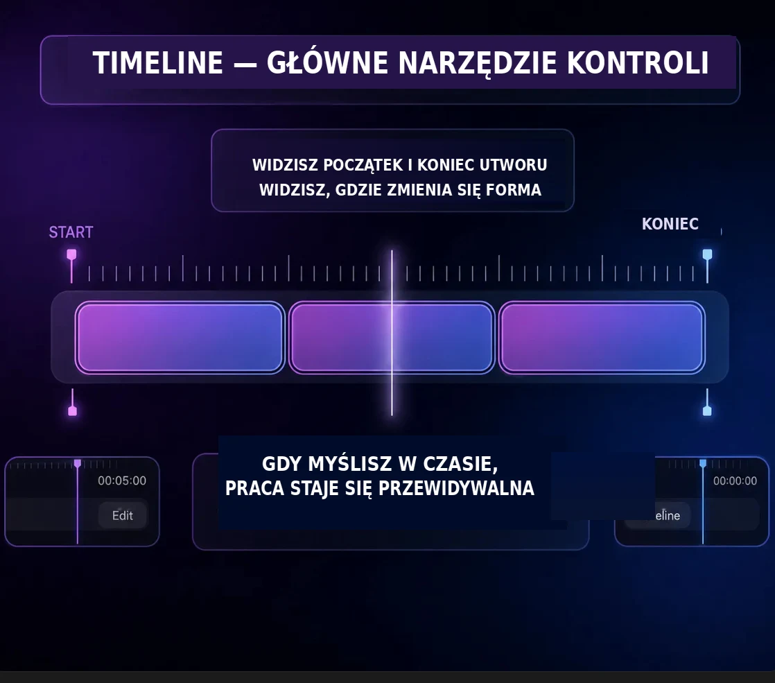 Timeline to twój główny instrument kontroli w Suno Studio