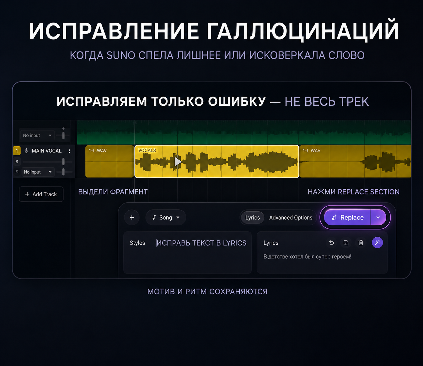 Исправляем только ошибку — не весь трек
